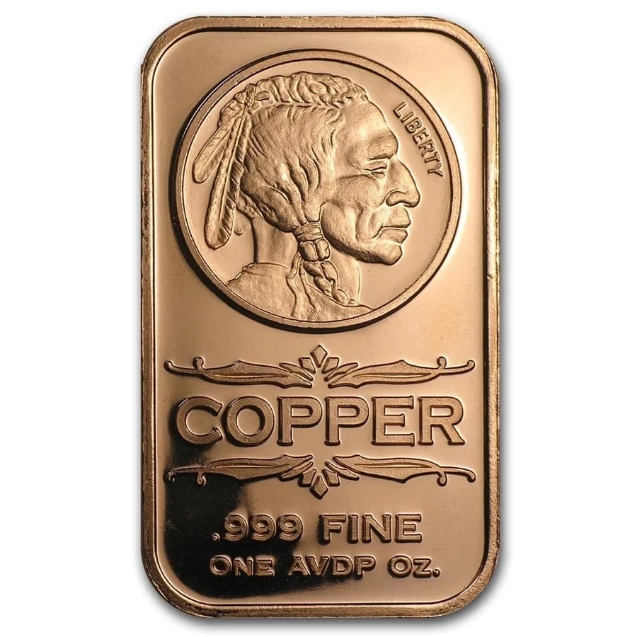 1 oz Copper Bar (Indian Head)