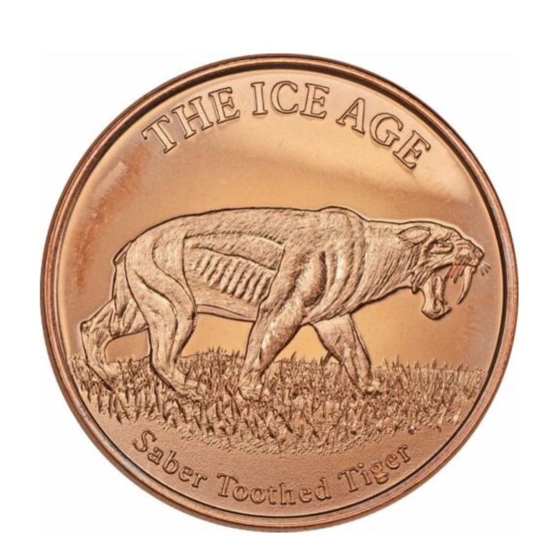 1 oz Copper Round (Ice Age Saber-Toothed Tiger)